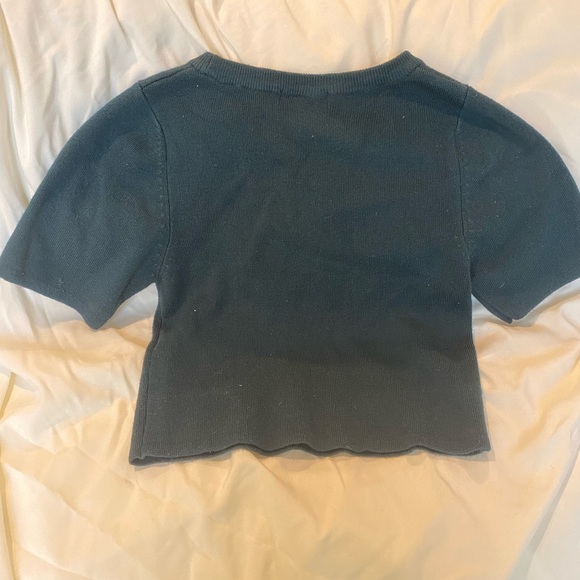 Cropped green short sleeve sweater - Picture 2 of 2